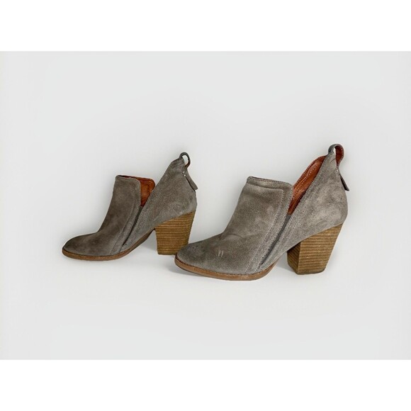 JEFFREY CAMPBELL Women Rosalee Gray Suede Ankle Boots Block Heel Boho Slip On 8 - Picture 2 of 14